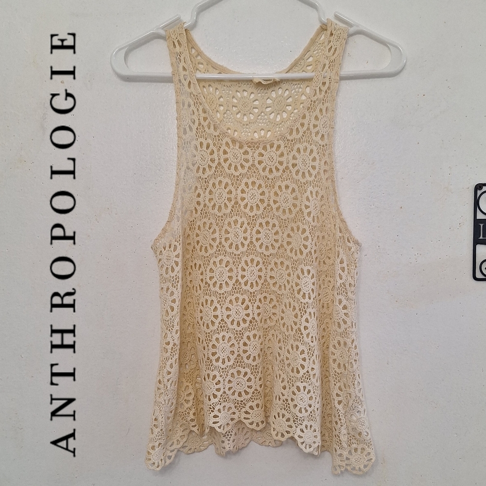 Pins and Needles by Anthropologie Cover-Up Crochet Tank Top Shirt